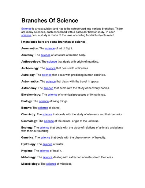 5 Branches Of Science Worksheet / worksheeto.com