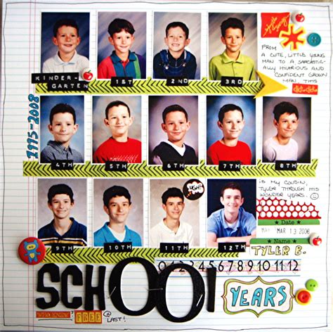 Layout: School Years | School scrapbook layouts, Kids scrapbook, School scrapbook