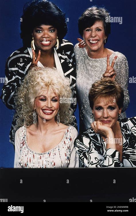 Actress Julie Andrews with Dolly Parton, Carol Burnett and Oprah Winfrey in 1987. (AP Photo ...