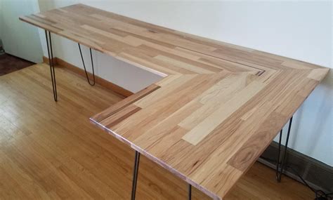I made L Shaped Desk 6 out of scrap wood and used hairpin legs for the first time. Video in ...