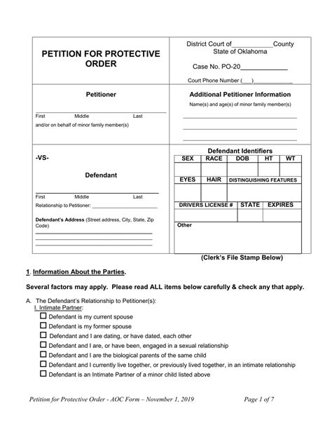 Oklahoma Petition for Protective Order - Fill Out, Sign Online and ...