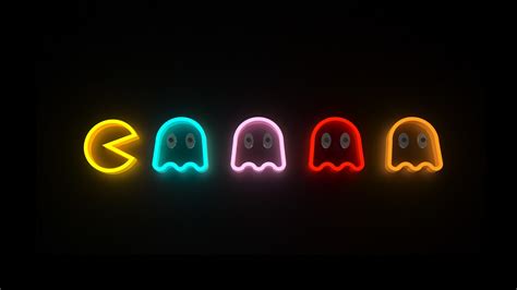 arcade, retro games, 3D, neon, Pacman, HD Wallpaper | Rare Gallery