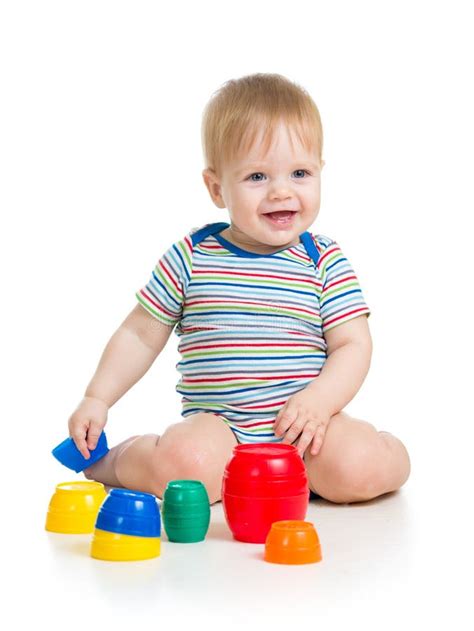 Baby child playing toys stock photo. Image of build, pretty - 31742762