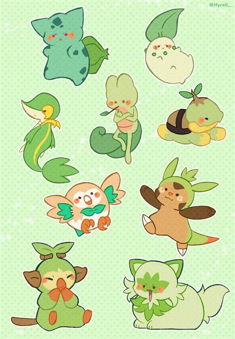 Grass type starter pokemon by Hyrell on DeviantArt