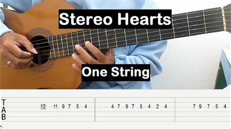 Stereo Hearts Guitar Tutorial One String Guitar Tabs Single String Guitar Lessons for Beginners ...