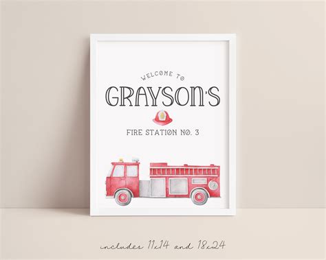 Firetruck Birthday Sign Firefighter Fire Engine Birthday - Etsy