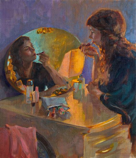 Elena Morozova "Woman looking in the mirror" portrait painting in 2023 | Reflection art, Art ...