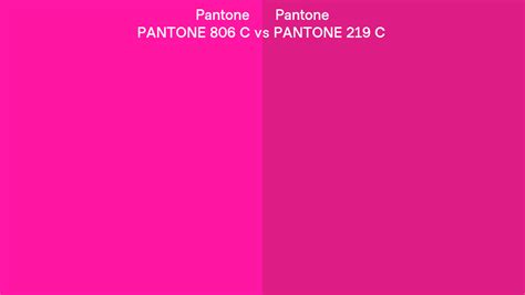 Pantone 806 C vs PANTONE 219 C side by side comparison