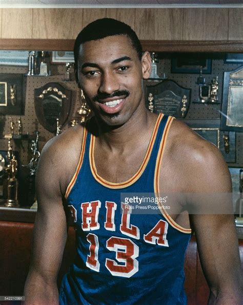 American basketball player Wilt Chamberlain (1936-1999) pictured wearing a Philadelphia Warriors ...