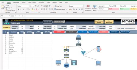 Network Diagram Excel Template | Network Map Creator