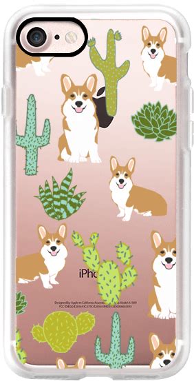 Casetify iPhone 7 Classic Grip Case - Corgi welsh corgi cute cacti ...