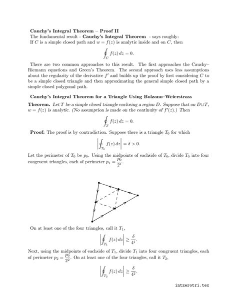 Cauchy’s Integral Theorem – Proof II | HON 201 - Docsity