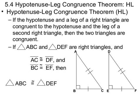 Hypotenuse leg congruence theorem - hl