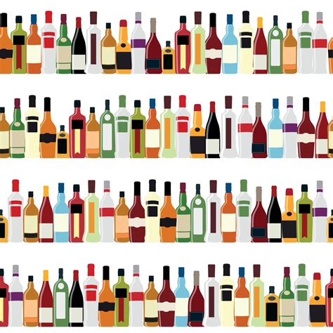 Vector Illustration of Silhouette Alcohol Bottle Seamless Pattern ...