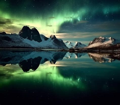 Premium AI Image | Aurora Borealis Over Lakes