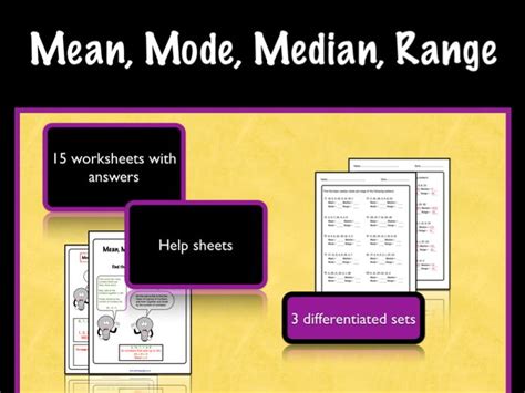 Averages: Mean, Mode, Median and Range. KS2/3 Worksheets | Teaching ...