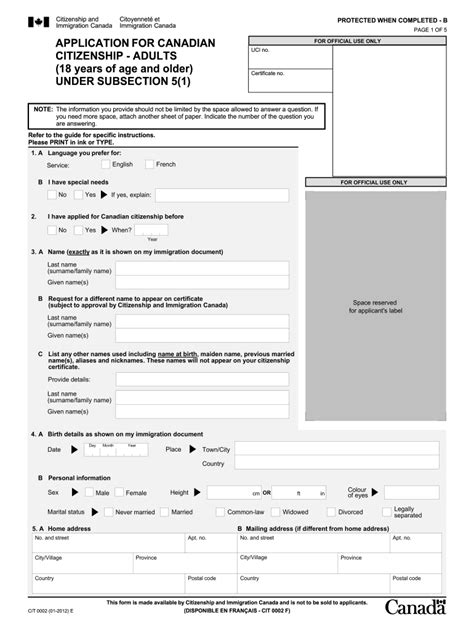 Canadian citizenship application form pdf: Fill out & sign online | DocHub