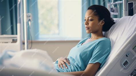 Premium Photo | A pregnant woman in a hospital bed