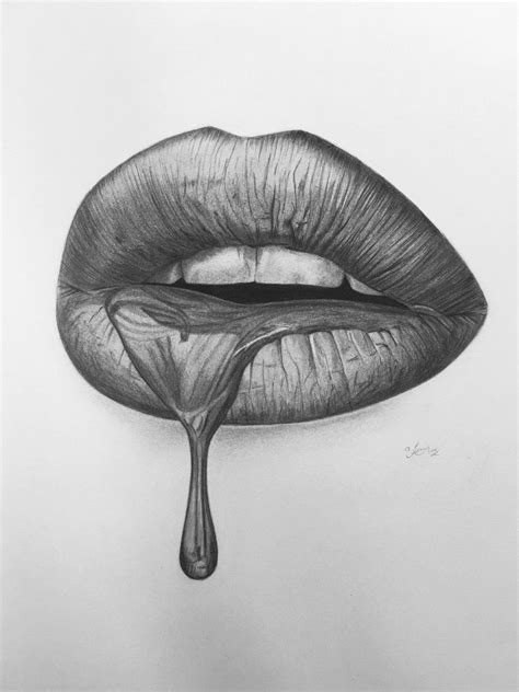 Dripping lip no.2 (2020) Pencil drawing by Amelia Taylor | Art drawings ...