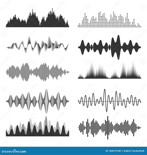 Sound Waves Collection. Analog and Digital Audio Signal. Music ...