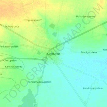 Kandukur topographic map, elevation, terrain