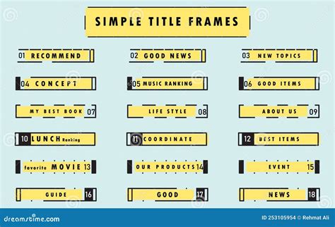 Title Design Set Simple Heading Frame Set Stock Illustration ...