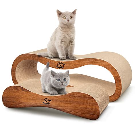 ScratchMe 2 in 1 Cat Scratcher Cardboard Lounge Bed Scratching Post ...