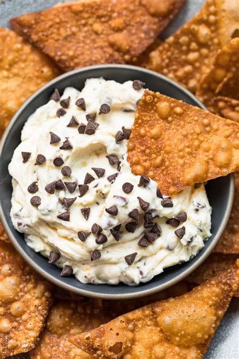 Chocolate Chip Cannoli Dip with Wonton Chips - The Cookie Rookie®