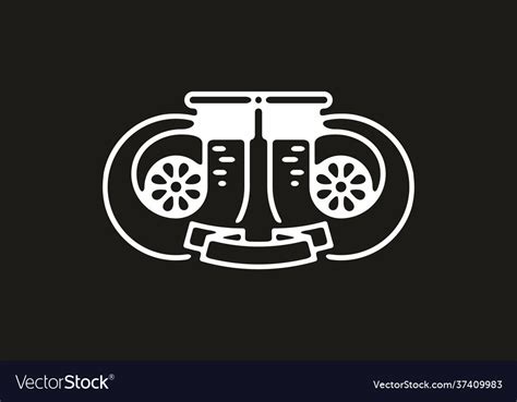 White on black background line art twin turbo Vector Image