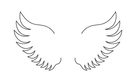 Flying angel or bird wings. Simple design in outline style. Freedom or ...