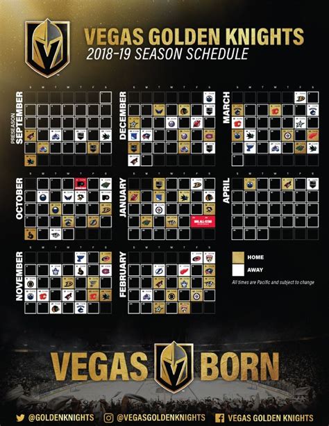 VGK 2018-19 Season Schedule | Vegas golden knights, Golden knights ...