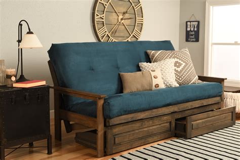 Albany Futon with storage in Rustic Walnut Finish, Multiple Colors - Walmart.com