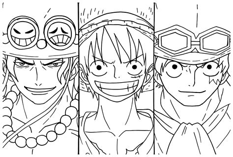 Ace, Luffy, Sabo Coloring Page - Free Printable Coloring Pages