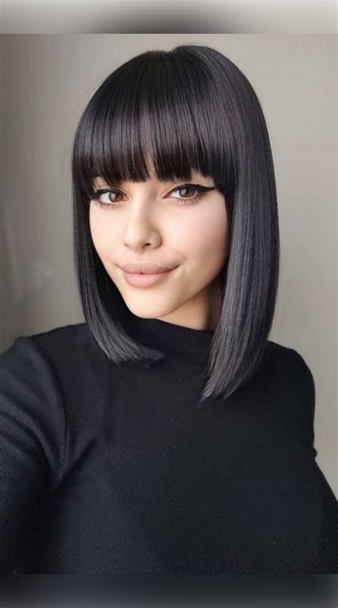Browse our extensive photo collection to see trendy blunt bob with bangs hairstyles before your ...