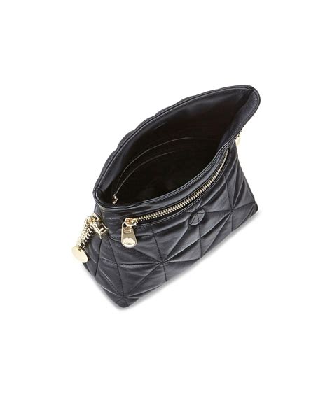 Karen Millen Quilted Leather Shoulder Bag in Black/Silver (Black) - Lyst