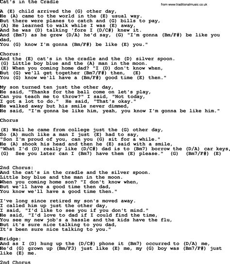 Lyrics to Cats in the Cradle