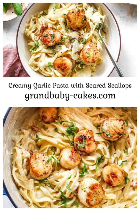 Creamy Garlic Pasta with Seared Scallops | Recipe | Creamy garlic pasta, Vegetarian recipes ...