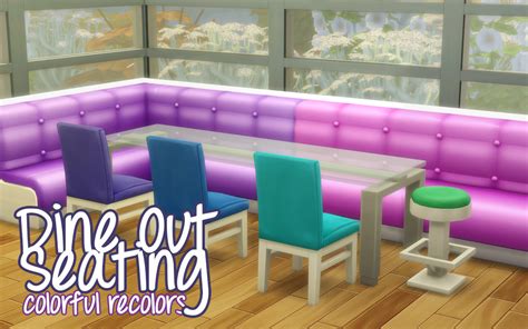sims 4 cc // custom content clutter decor furniture // Dine Out Seating Recolors 15 Colors ...