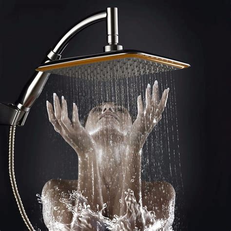 9'' Inch Chrome Shower Head Square Rainfall Massage Extension Arm Bathroom Bath - Walmart.com