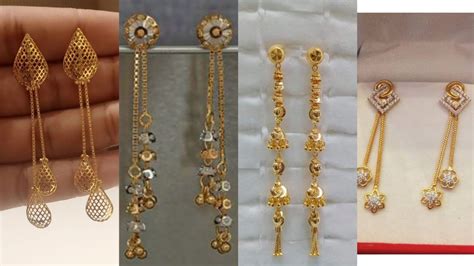 Latest 22k Dubai Gold Long Earrings Design with Price And Weight |Long ...