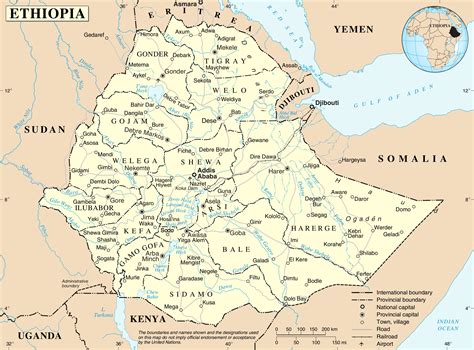 Ethiopia political map - Ontheworldmap.com