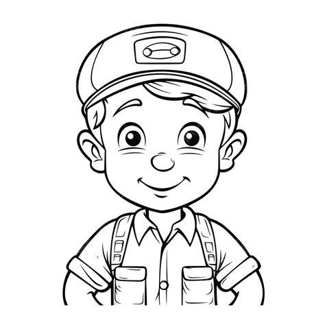 Builder Cartoon Coloring Pages Outline Sketch Drawing Vector, Mechanic Drawing, Mechanic Outline ...