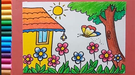 Simple Garden Drawing For Kids