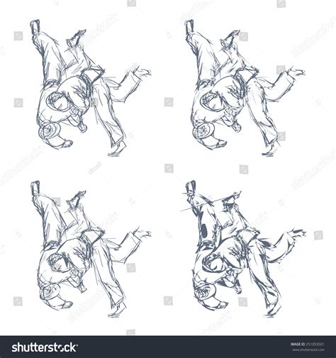 Hand Drawn Judo Throw Isolated Vector Stock Vector (Royalty Free ...