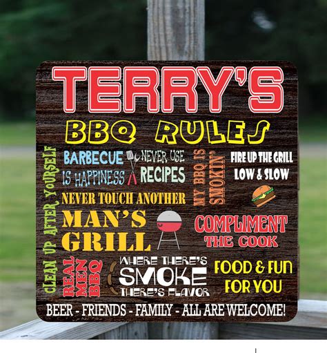 Personalized BBQ Rules Sign With Funny Text Barbecue Food and | Etsy