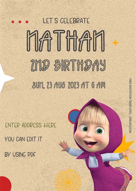 Download ( Free Editable PDF ) Masha And The Bear Birthday Invitation Templates There must be ...