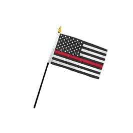 Thin Red Line USA 4x6in Stick Flag | Flags Importer | Political Desk Flag