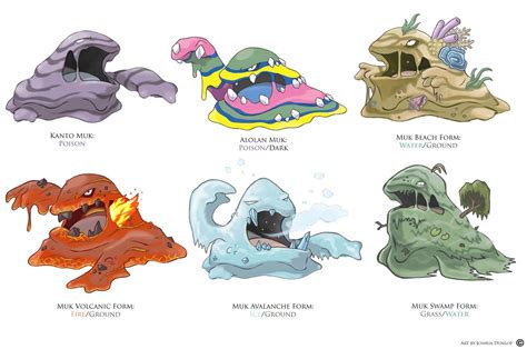 Muk Forms by JoshuaDunlop on DeviantArt | Pokémon species, Fossil ...