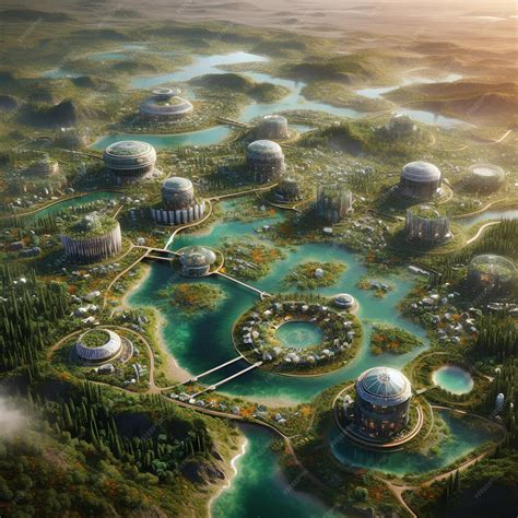 Premium Photo | Futuristic ecofriendly city on terraformed Mars