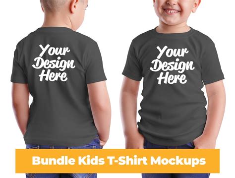 Kids T-shirt Mockup Front and Back, Digital Download, Short Sleeve, Mockup Bundle, Kids Model ...